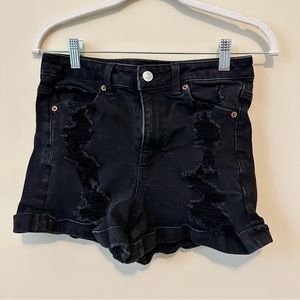 black high rise jean shorts